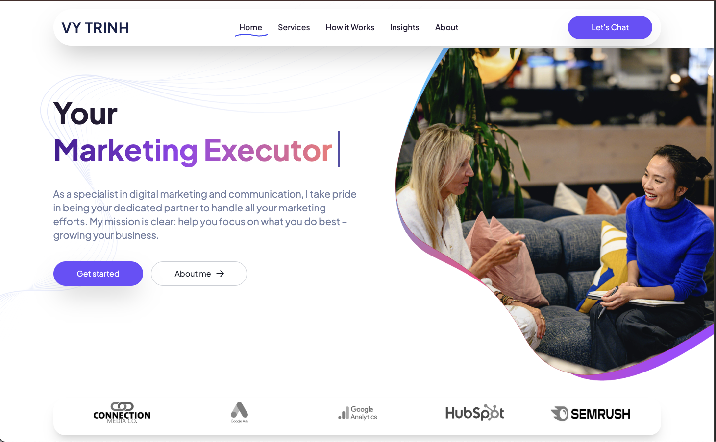 Marketing services landing page